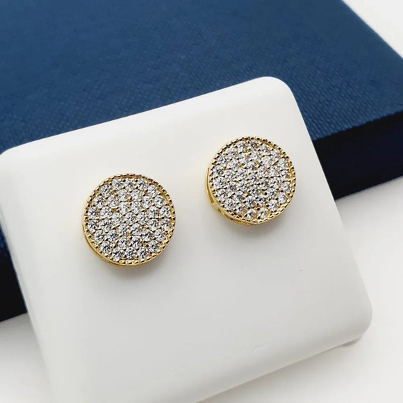 "14K Gold Plated Cubic Zircon Earrings, INUS1BR119 - Picture 3 of 10